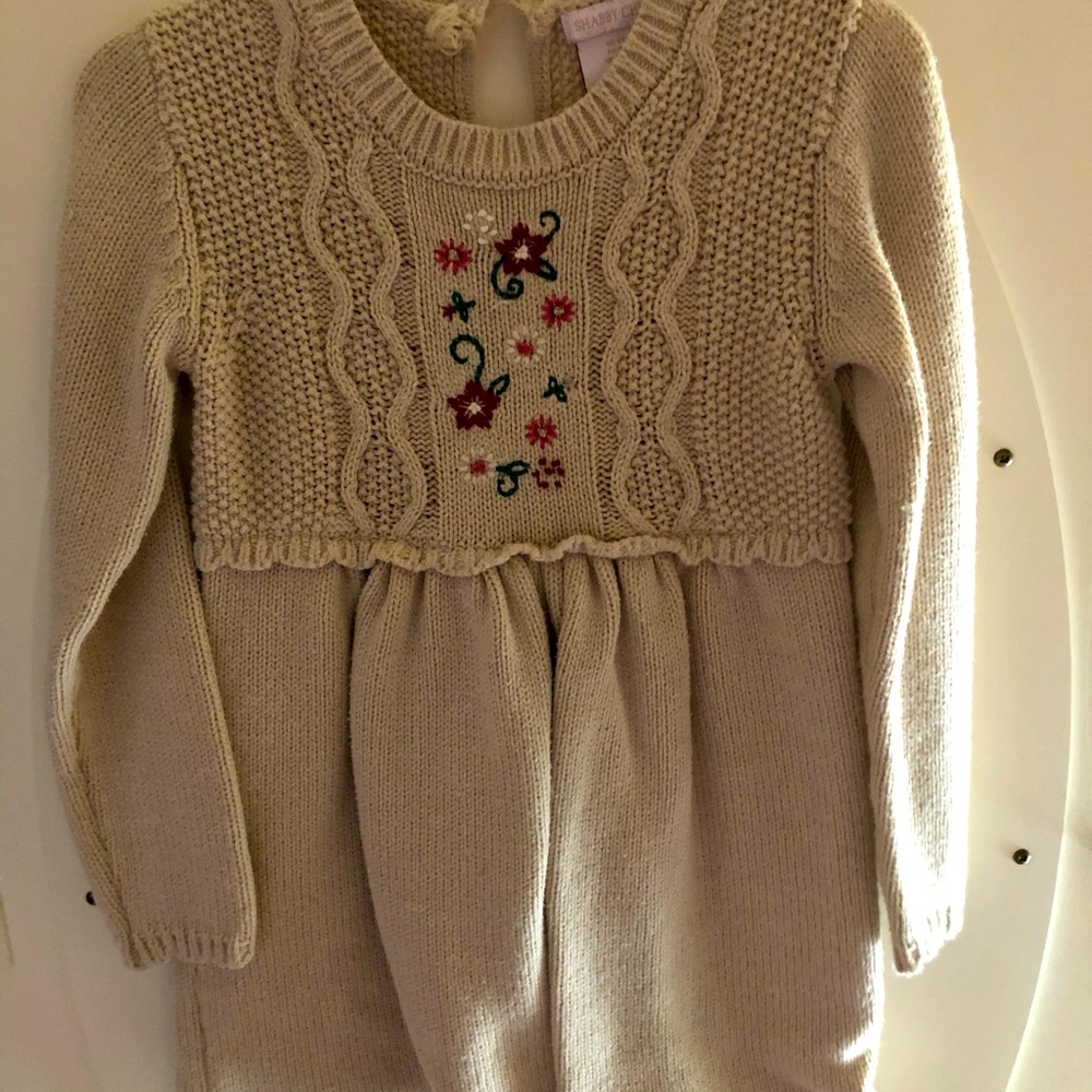 Shabby chic girls dress 4T (tan color)